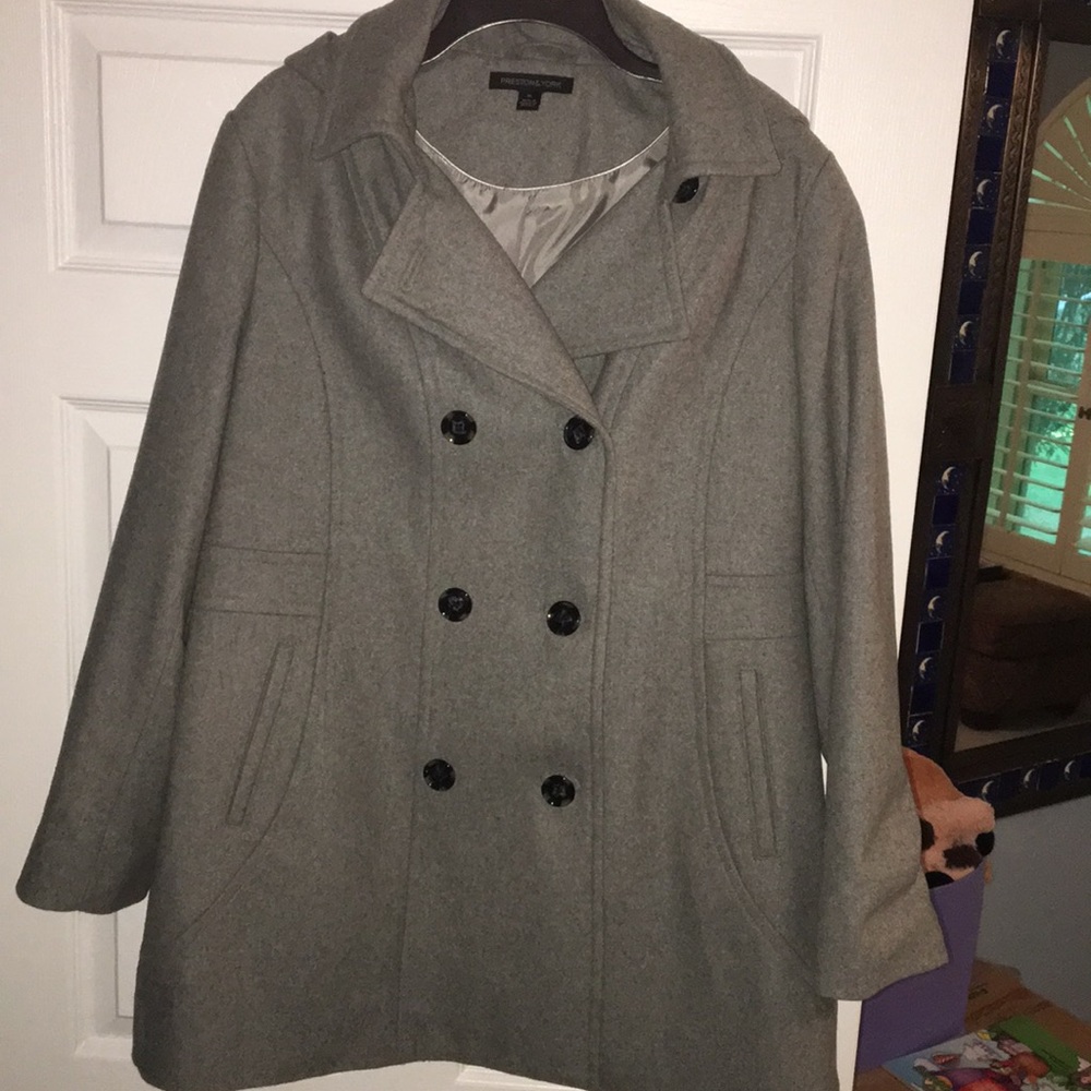 Preston & York Grey Wool Pea Coat XL